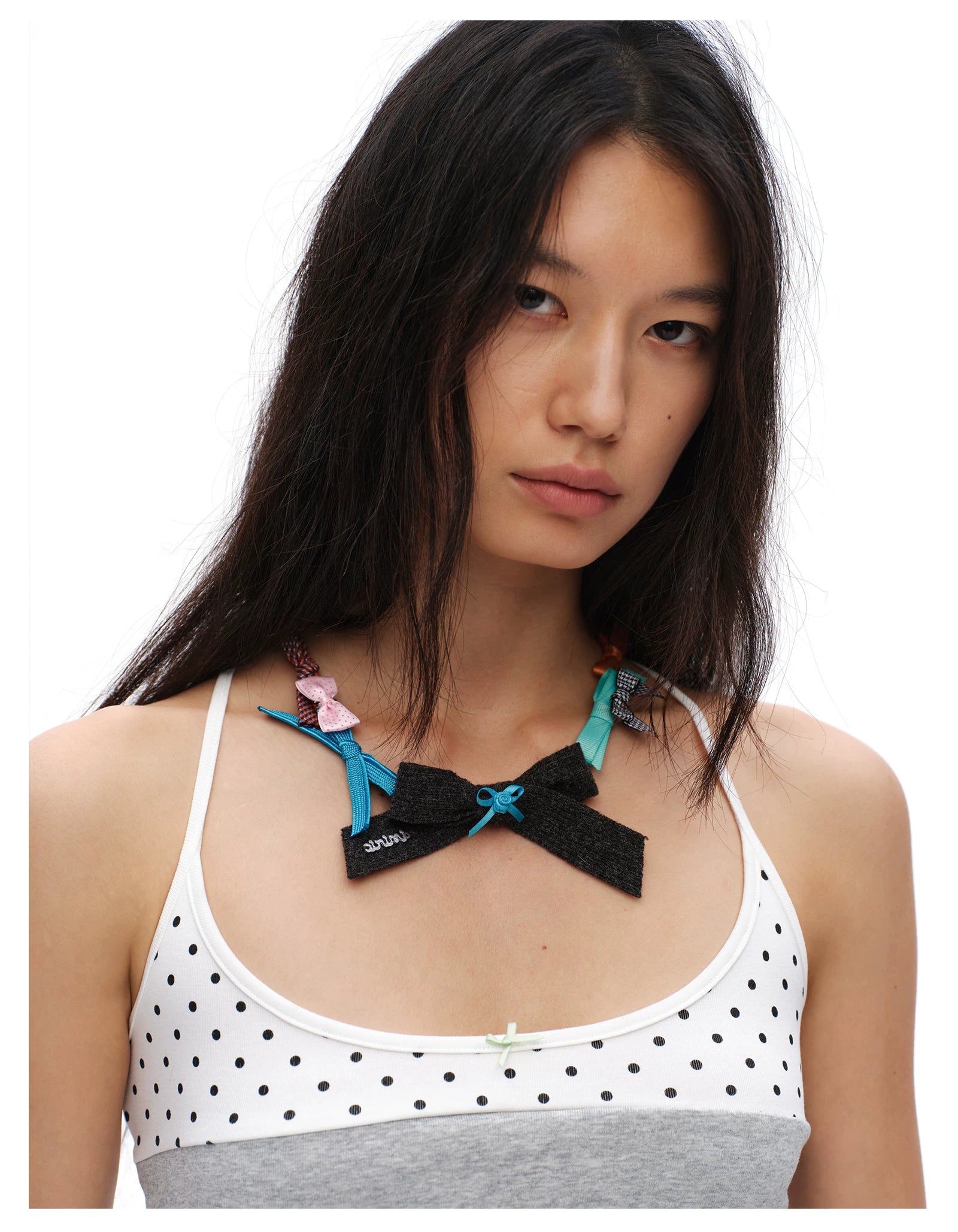 oinimi Handmade Dopamine Bow Choker Necklace