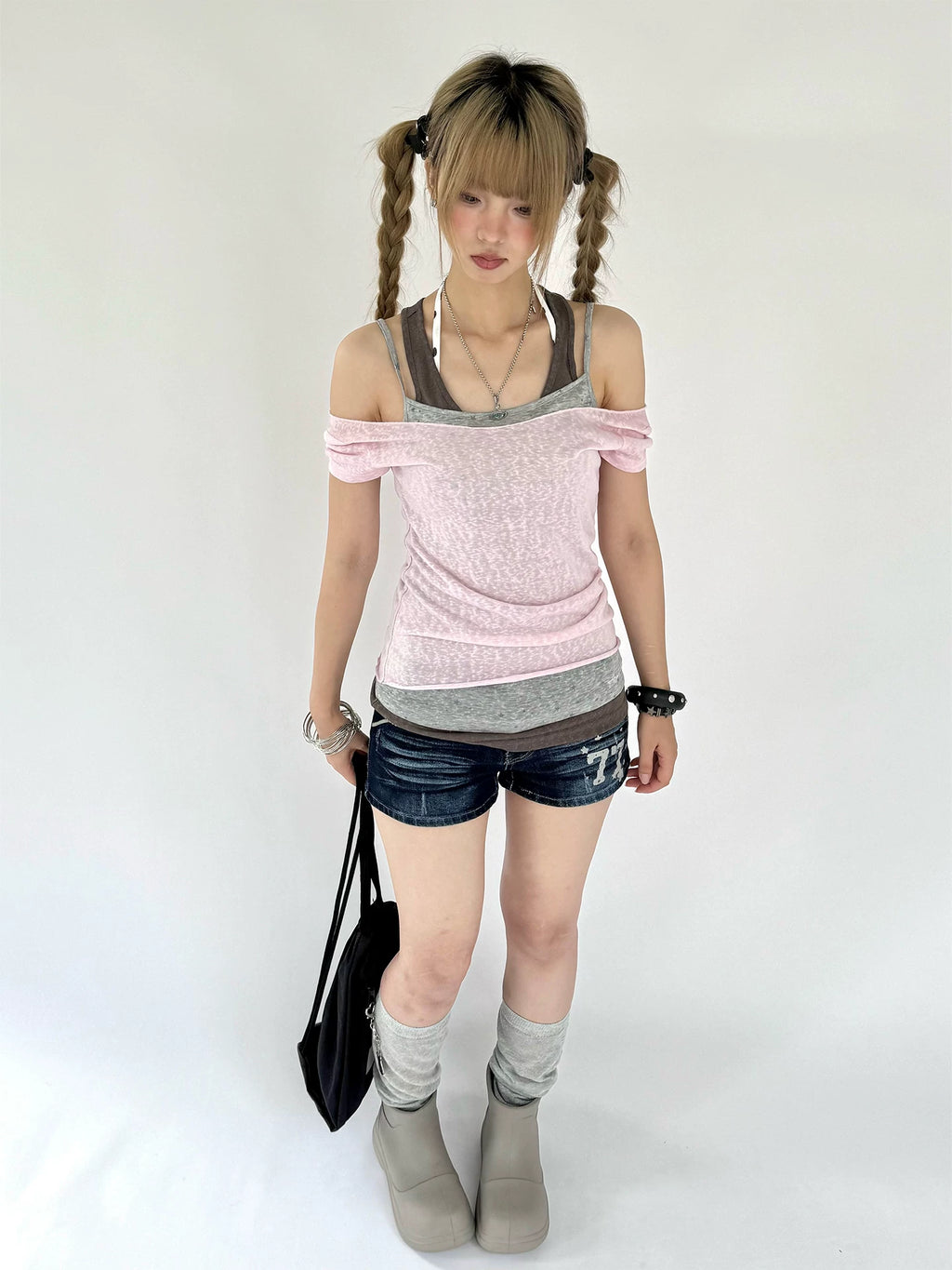 Kasugano TOO Roof Fake Three-Piece Breathable Fitted Tank Top