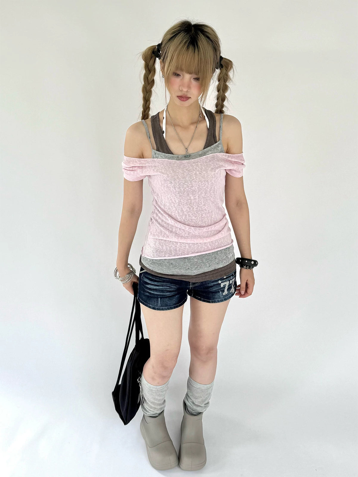 Kasugano TOO Roof Fake Three-Piece Breathable Fitted Tank Top