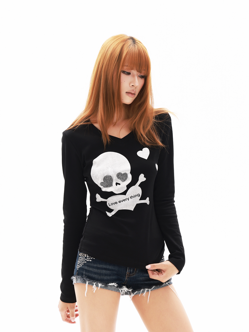 DETW Skull Print 260g Slim Fit Long-Sleeve Tee