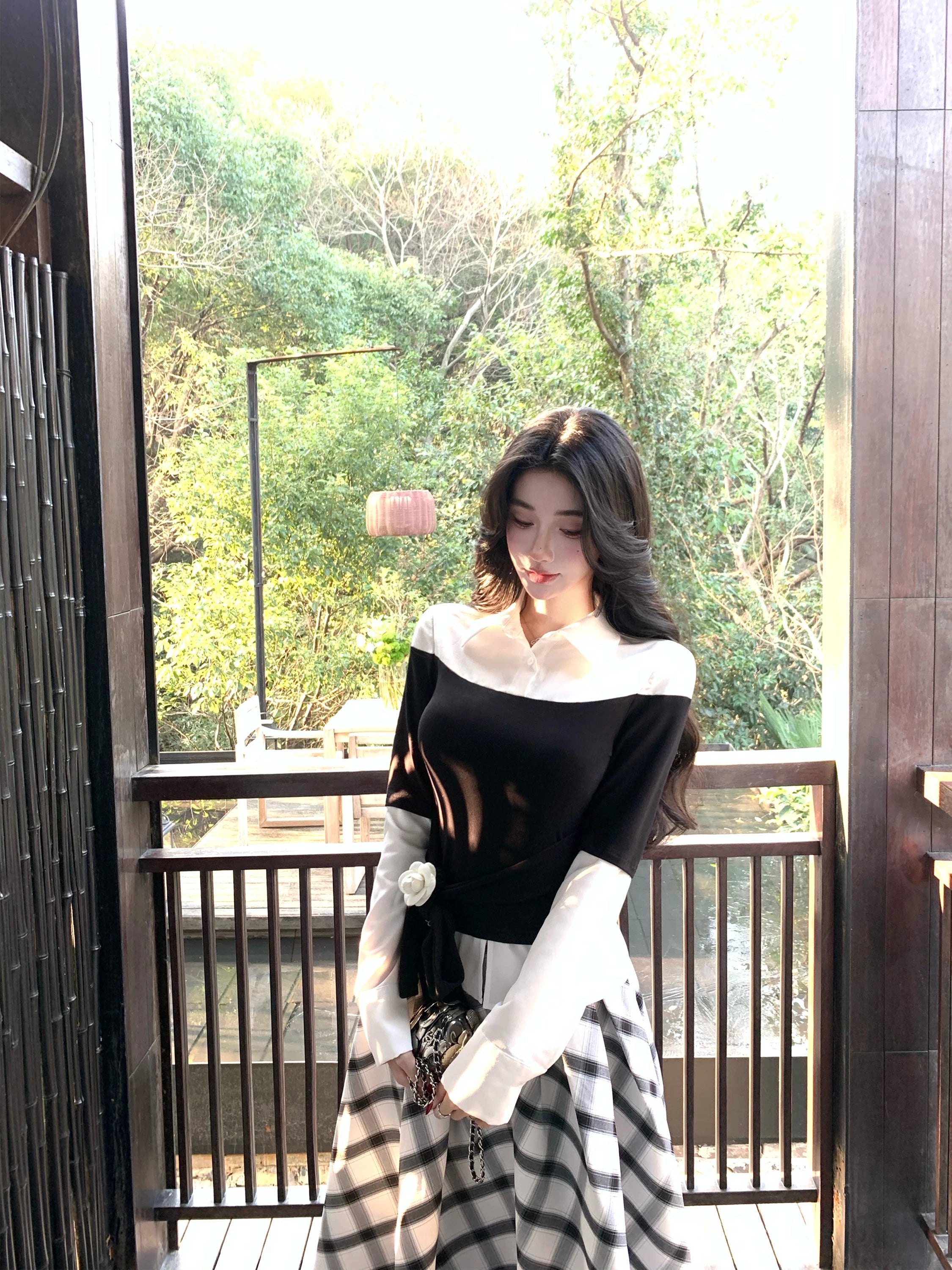 Barb Chill Vintage Short Fake Two-Piece Knitted Shirt