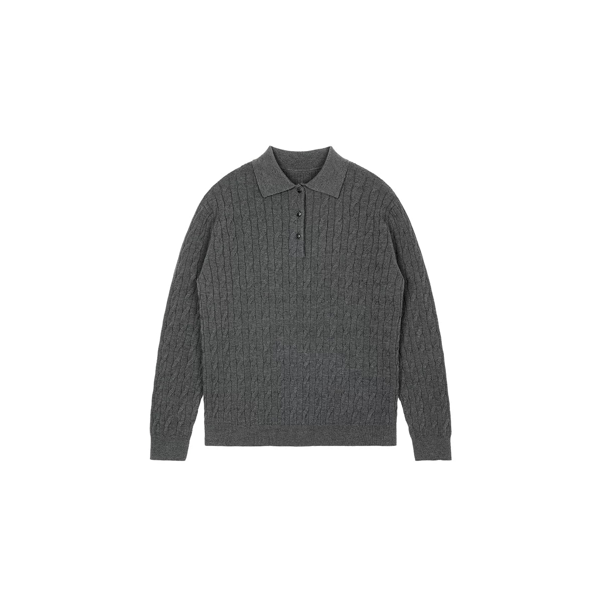 NO LOGO Wool Lyocell Twist Knitted Polo Shirt
