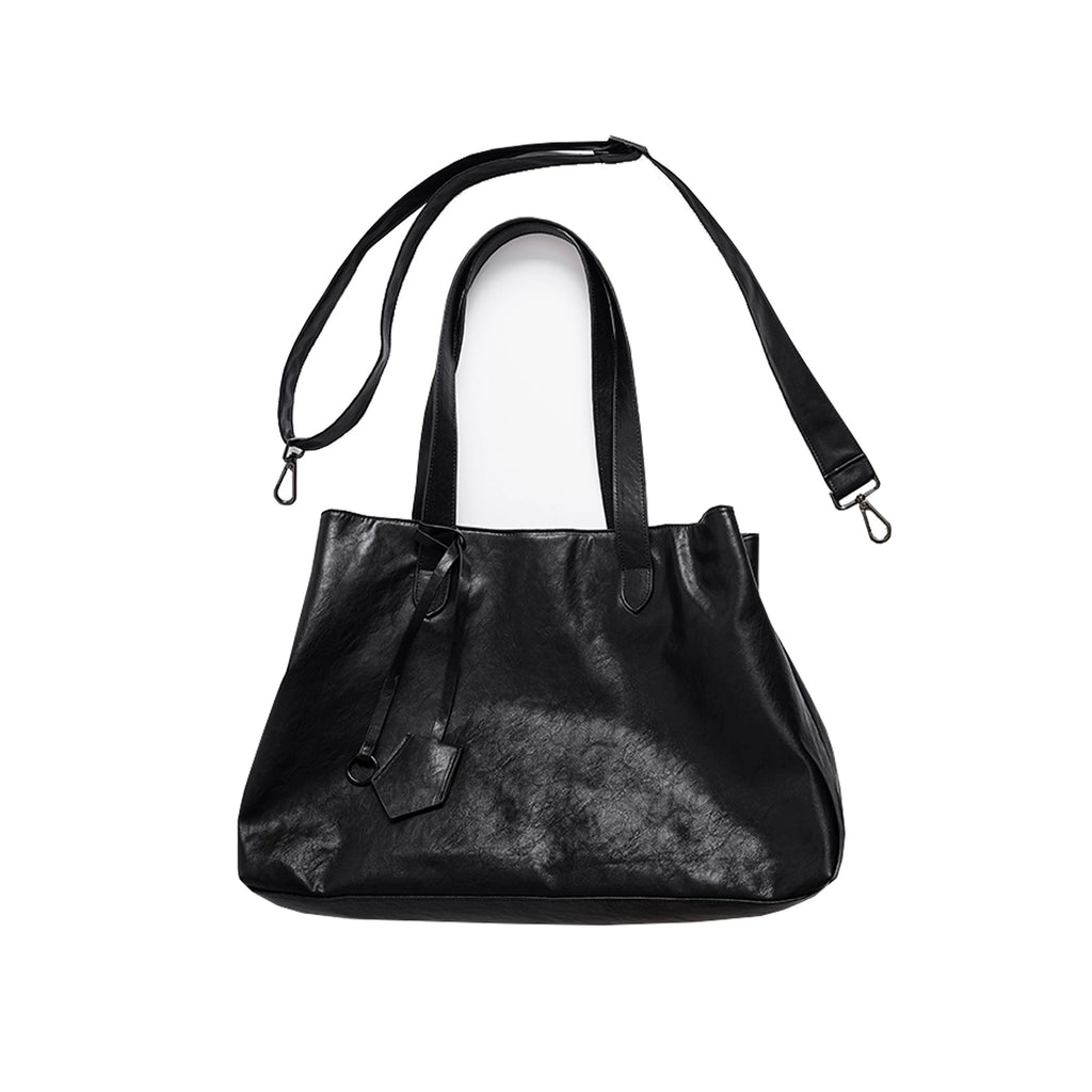 LR MADE Dark Suede Shoulder Tote Bag