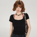 Girlyhalo Cross Print 260g Moisture-Wicking Loose Tee