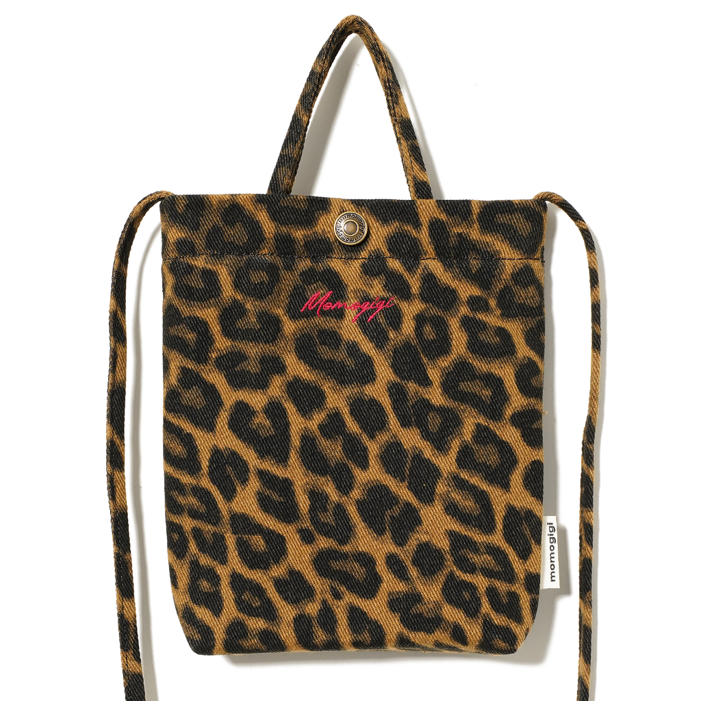 Momogigi Vintage Leopard Print Canvas Crossbody Small Square Bag