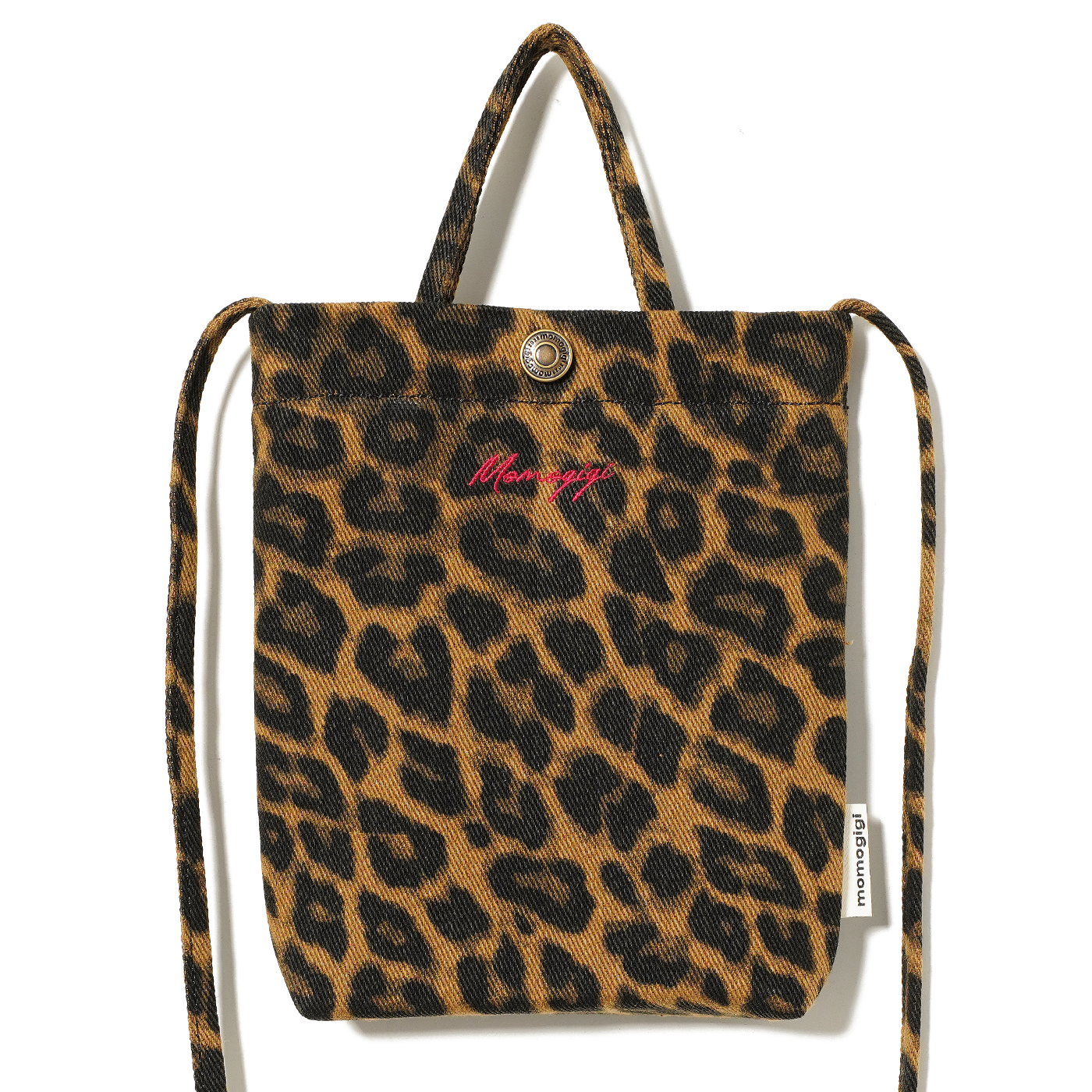 Momogigi Vintage Leopard Print Canvas Crossbody Small Square Bag