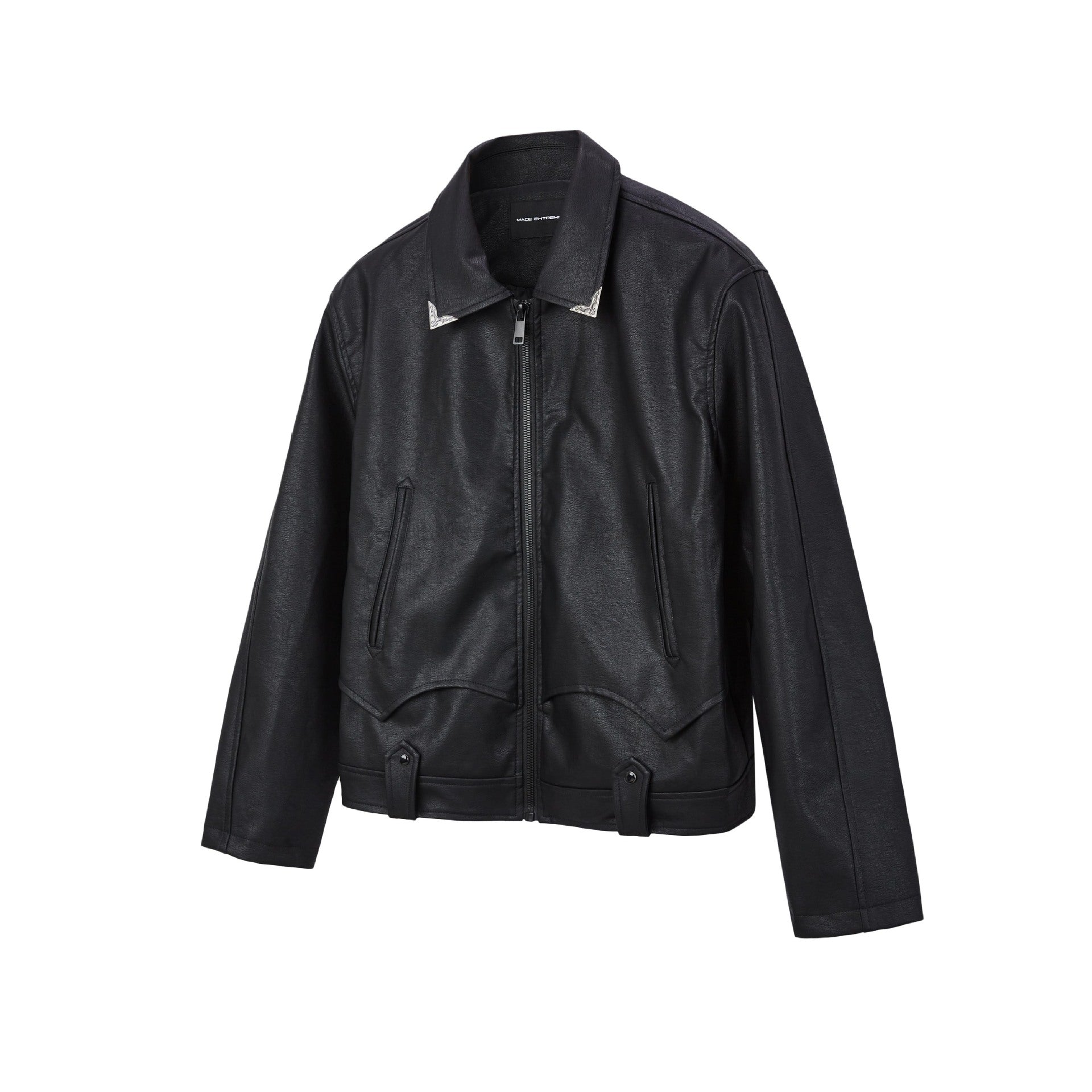 MADEEXTREME Spring Men's Oil Wax UV Crack Texture Retro PU Leather Short Jacket