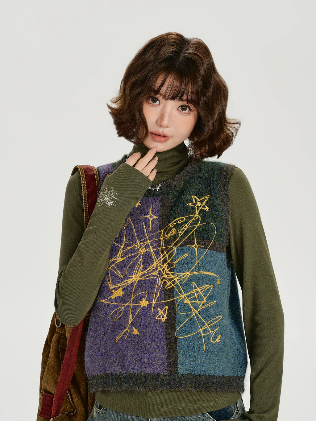 Girlyhalo Retrohigh Collarembroidersilmslimming Looklong Sleeves