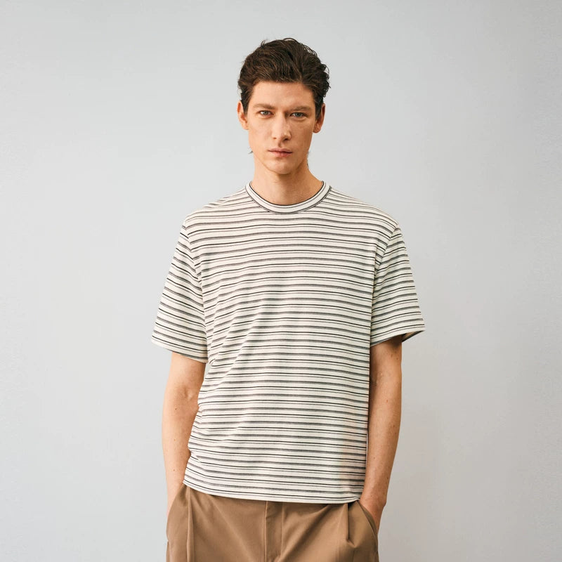 NONRADICAL Multicolor Stripe Breathable Crew Neck Tee