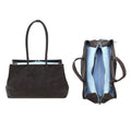 JANDRESS Deep Brown Quilted Faux Leather Zip-Top Shoulder Bag