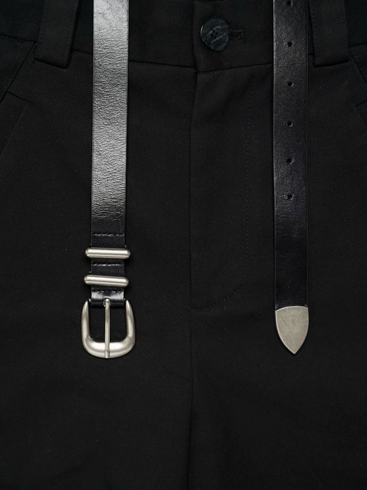 VOWPROGRESS First Layer Cowhide Old Silver Buckle Belt
