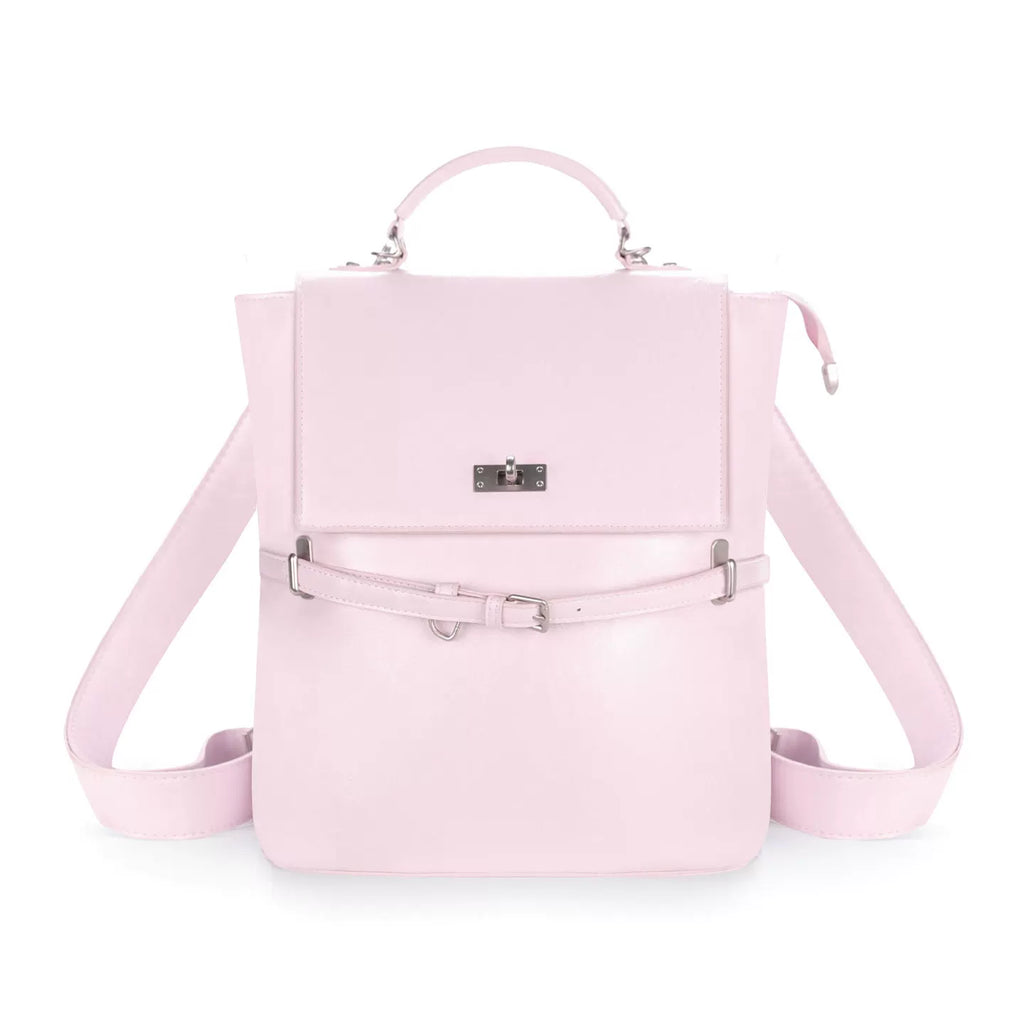 JANDRESS Pink Faux Leather Zip-Top Backpack Crossbody