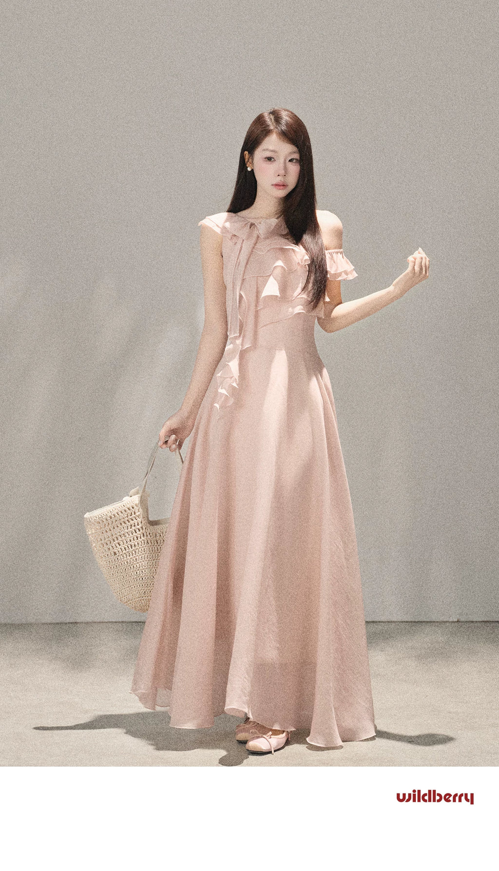 Wildberry Slanted Shoulder Waist Temperament Dress