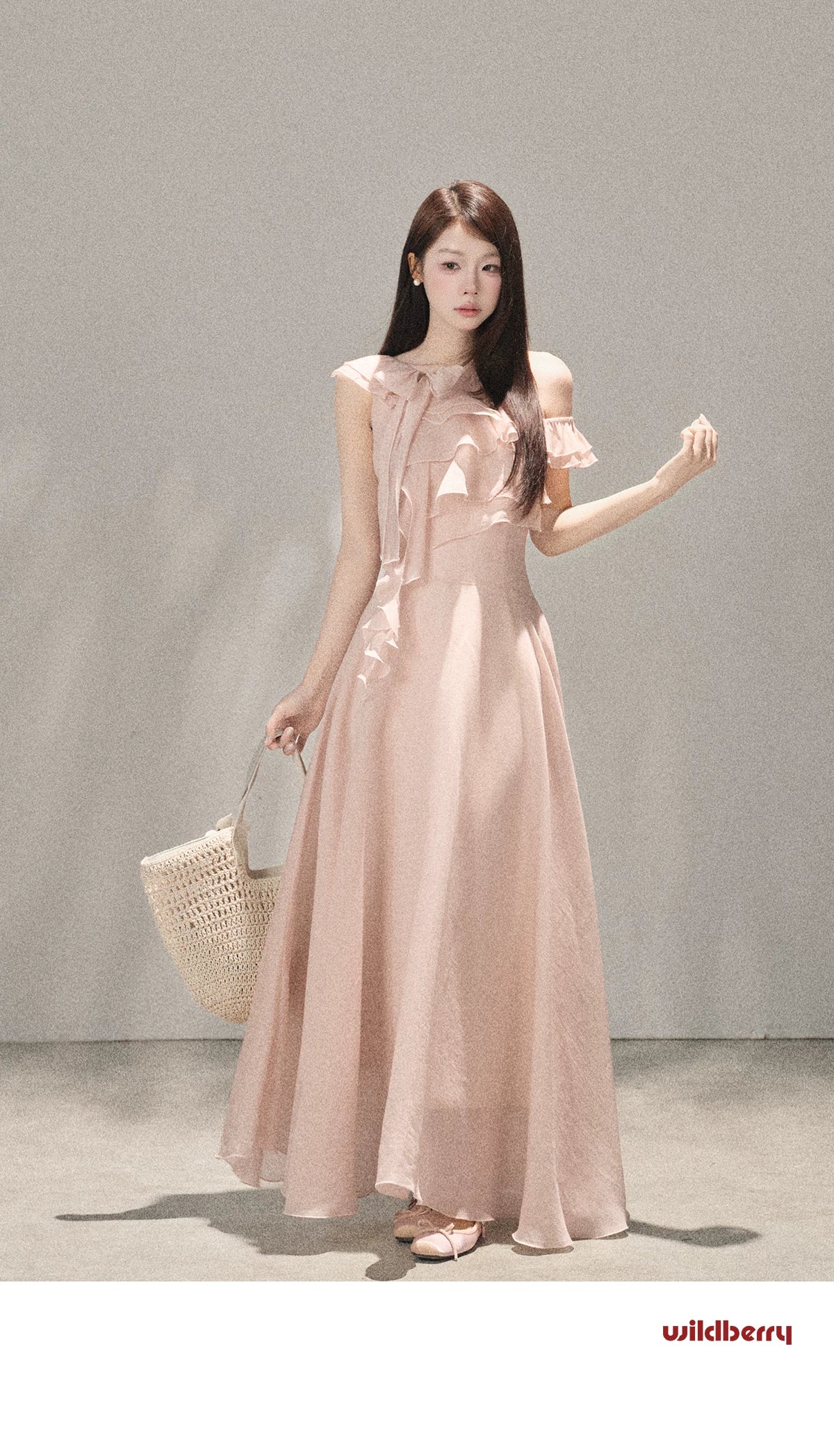 Wildberry Slanted Shoulder Waist Temperament Dress