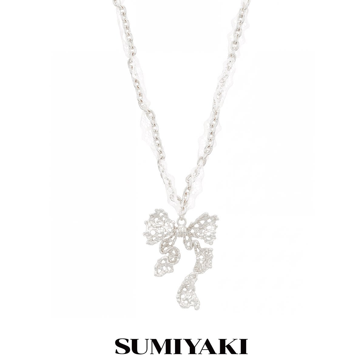 SUMIYAKI Lace Bow Pendant Necklace