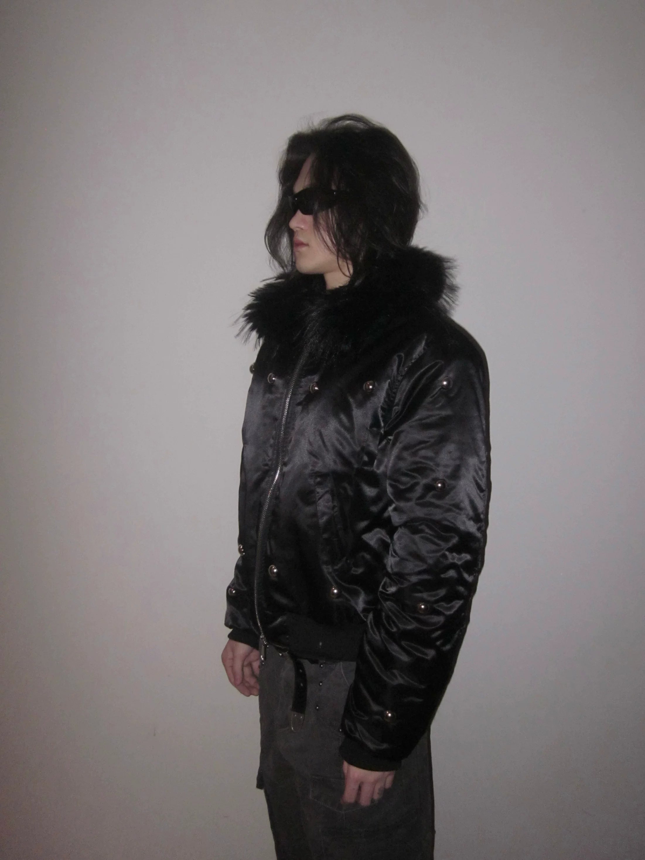 URRRGE Rivet Design Fur Collar Padded Jacket