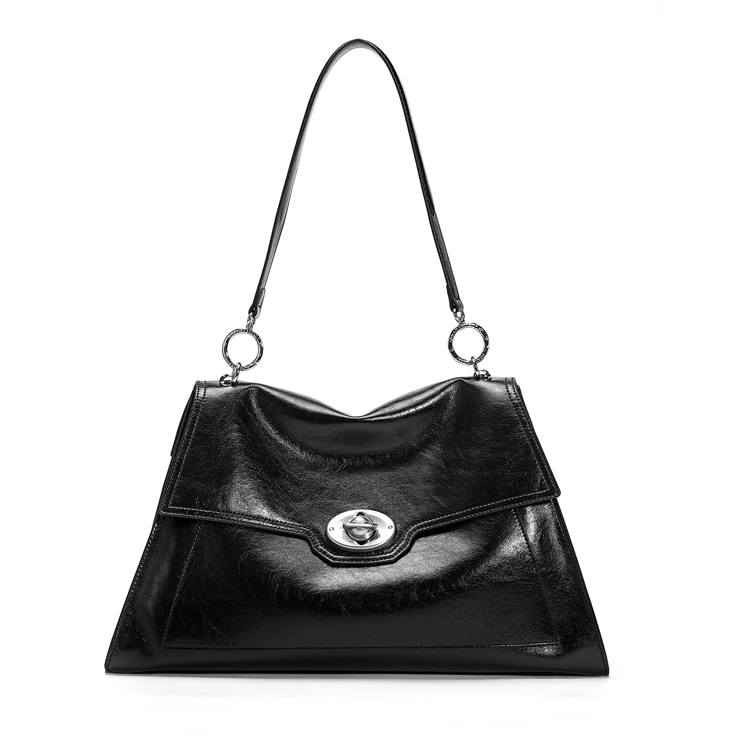 JELLY TOYBOY Black Faux Leather Lock-Top Shoulder Bag