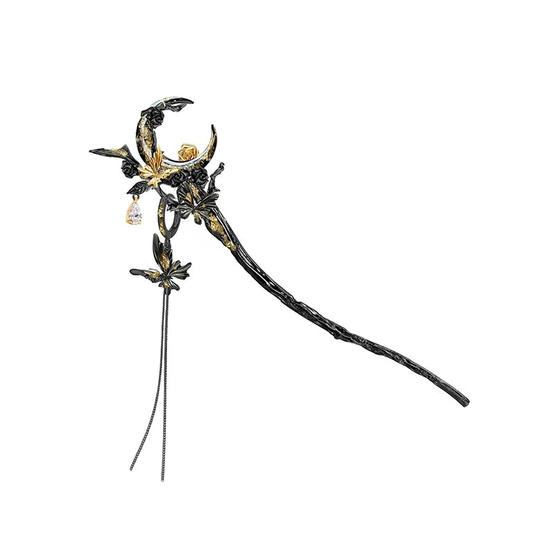 MASW Moon Butterfly Dance Retro New Chinese Tassel Hairpin