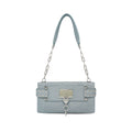 VFVF Denim Blue Faux Leather Zip-Top Crossbody Bag