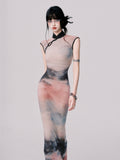 LULUSWINGS Ink Painting Elastic Net New Chinese Cheongsam Dress