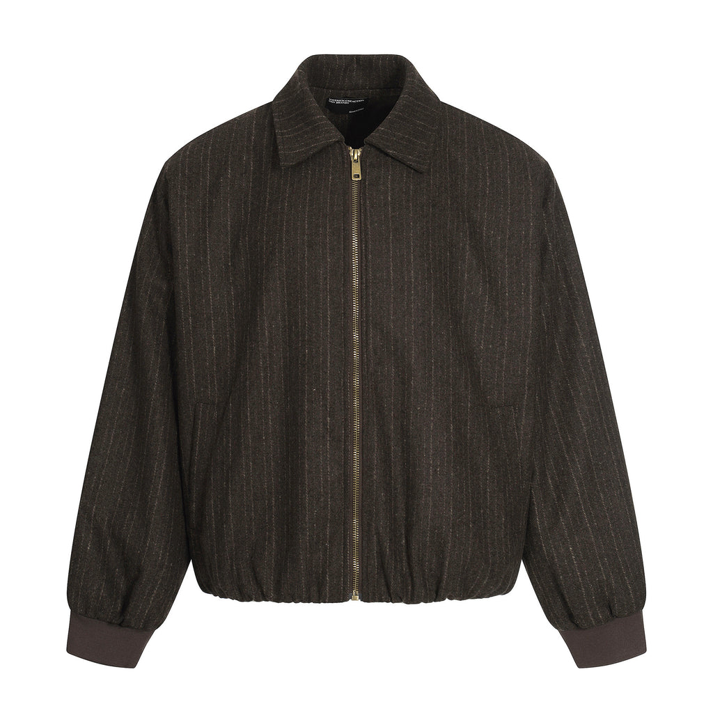 11KN Vintage Striped Short Wide Letter Embroidered Jacket
