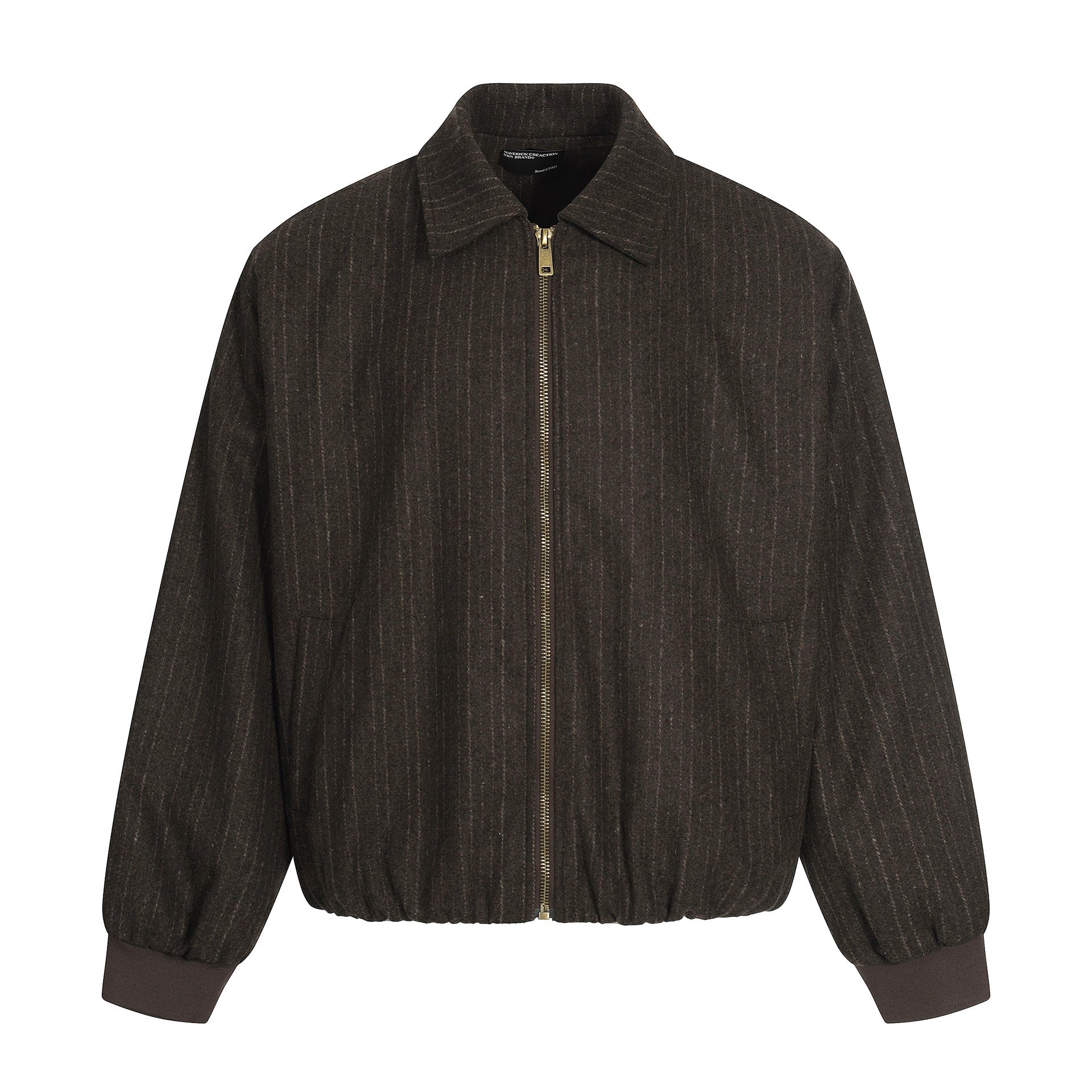 11KN Vintage Striped Short Wide Letter Embroidered Jacket