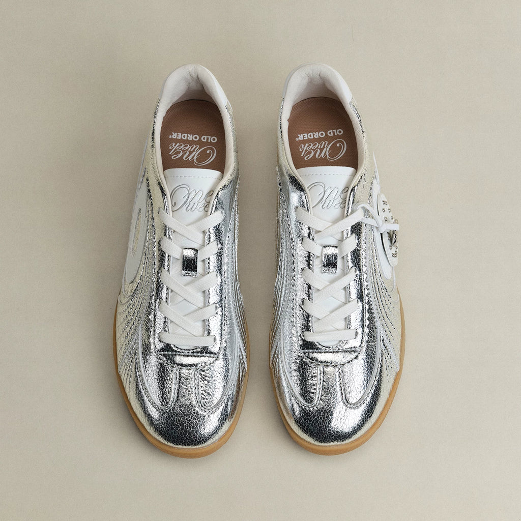 OLD ORDER Metallic Silver Lace-Up Sneaker