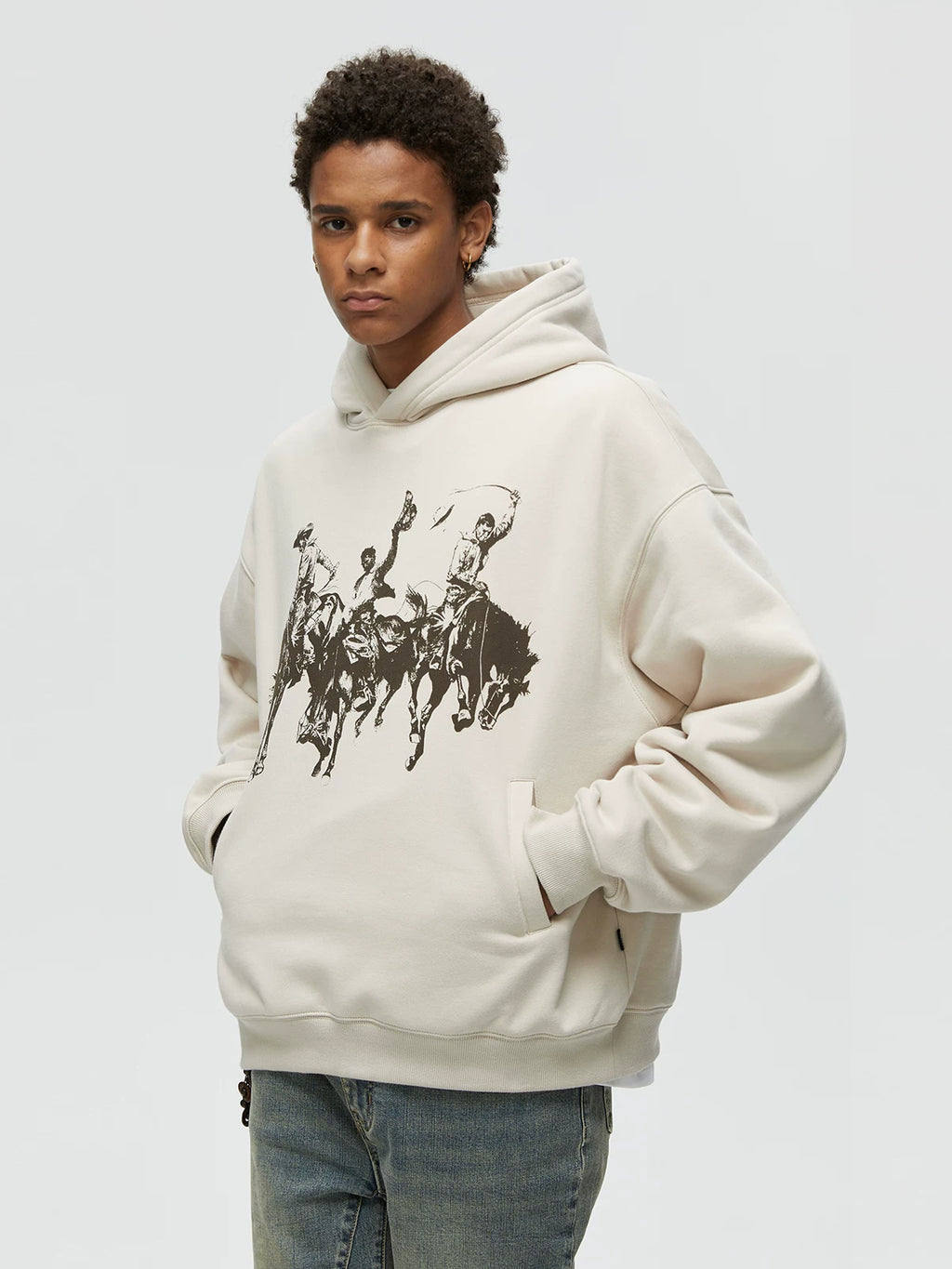 KREATE Drape Vintage Print Hooded Sweater