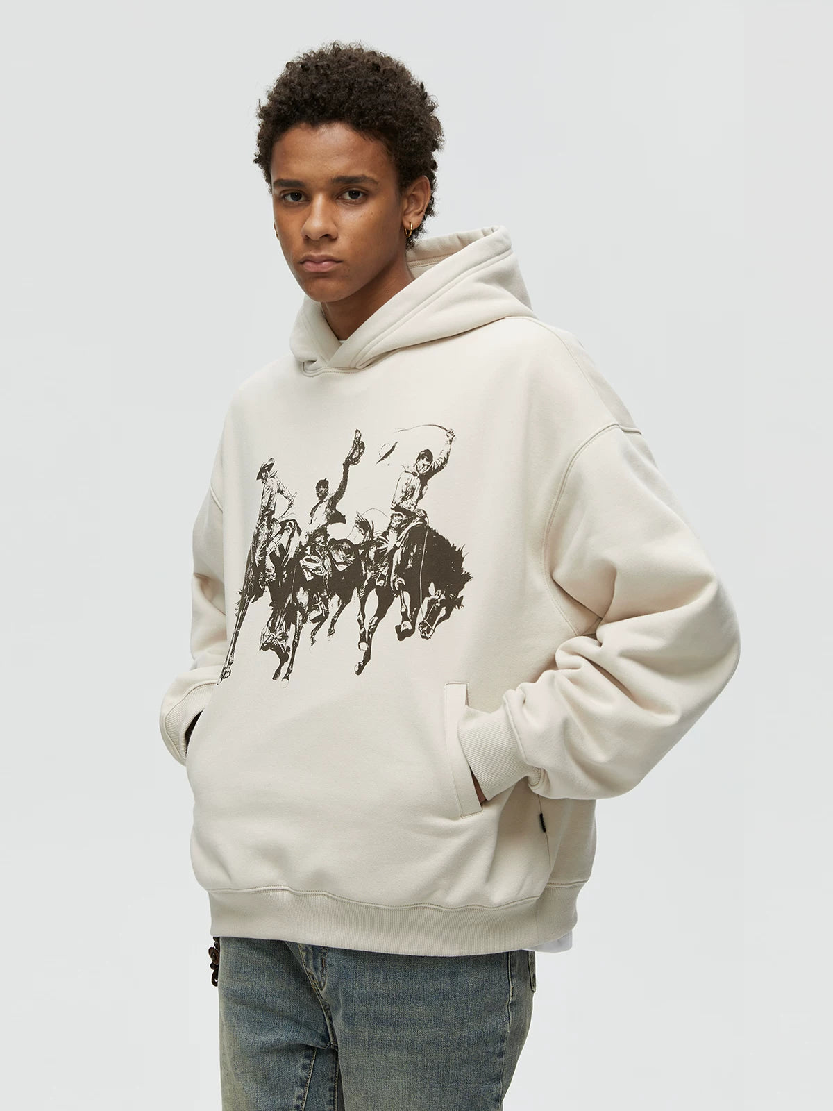 KREATE Drape Vintage Print Hooded Sweater