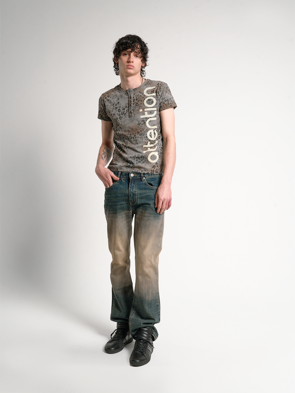 No E Mosen Digital Printed Front Shoulder Tee