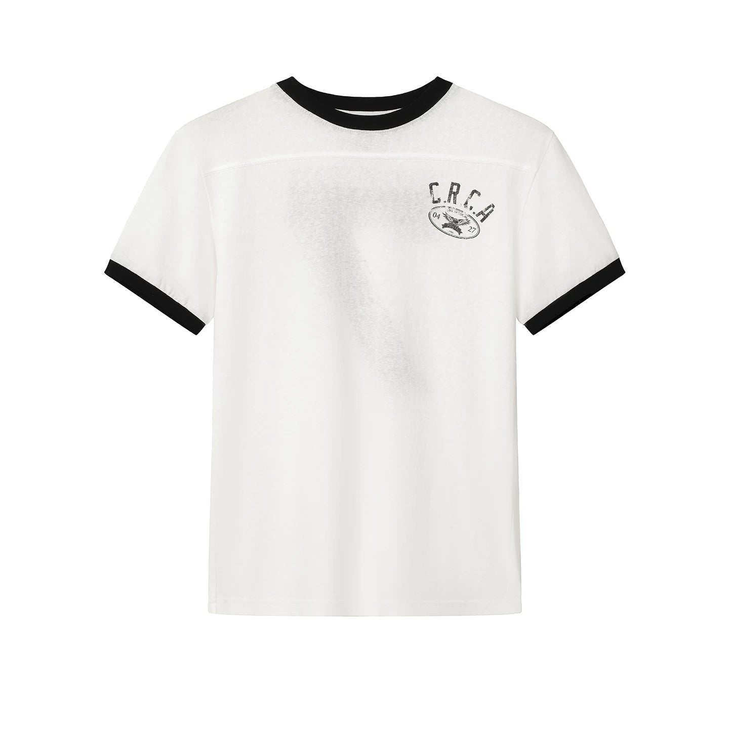 CIRCLECAGE Linen Color-Block Retro Short-Sleeve Tee