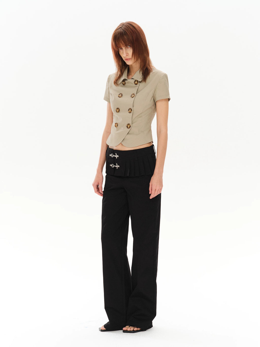 COSTUSTOOT Low-Rise Side-Zip Straight-Leg Pants