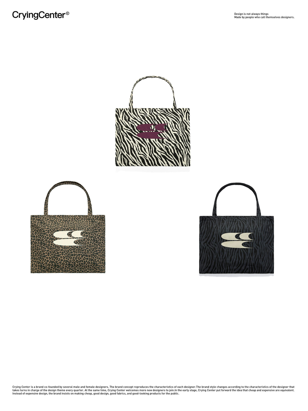 Crying Center Zebra Print Faux Leather Open-Top Shoulder Bag