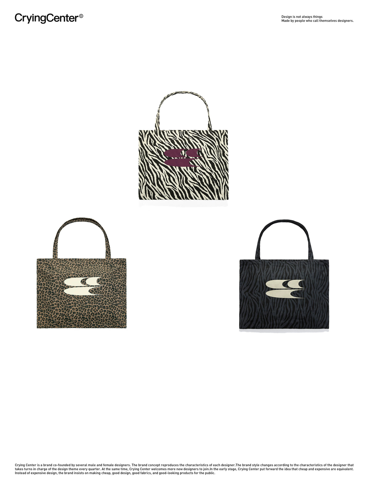Crying Center Zebra Print Faux Leather Open-Top Shoulder Bag