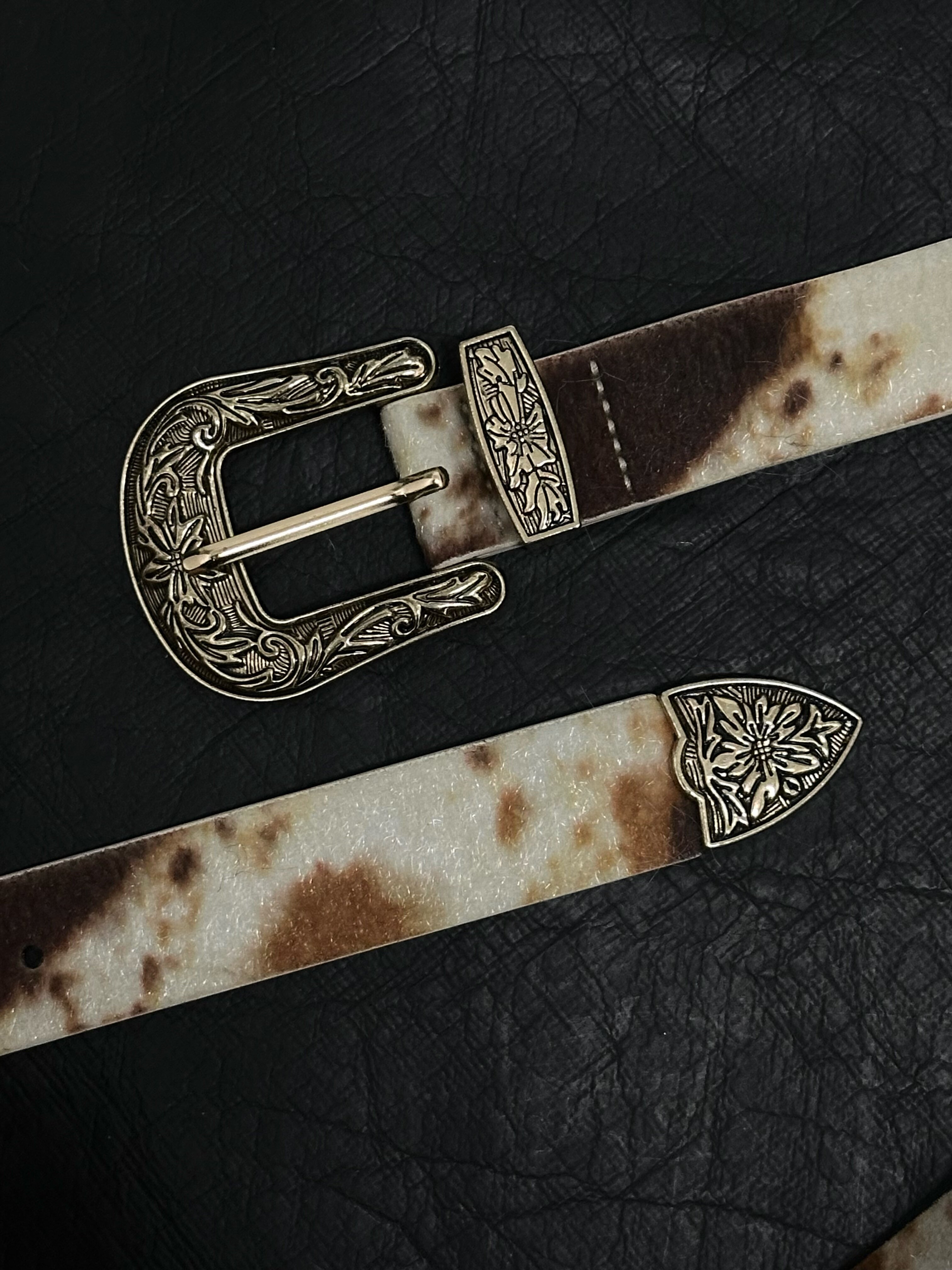 DPOL Design Beige Cow Pattern Belt