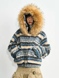 Enteralt Removable Large Fur Collar Three-dimensional Pocket Lamb Wool Jacket