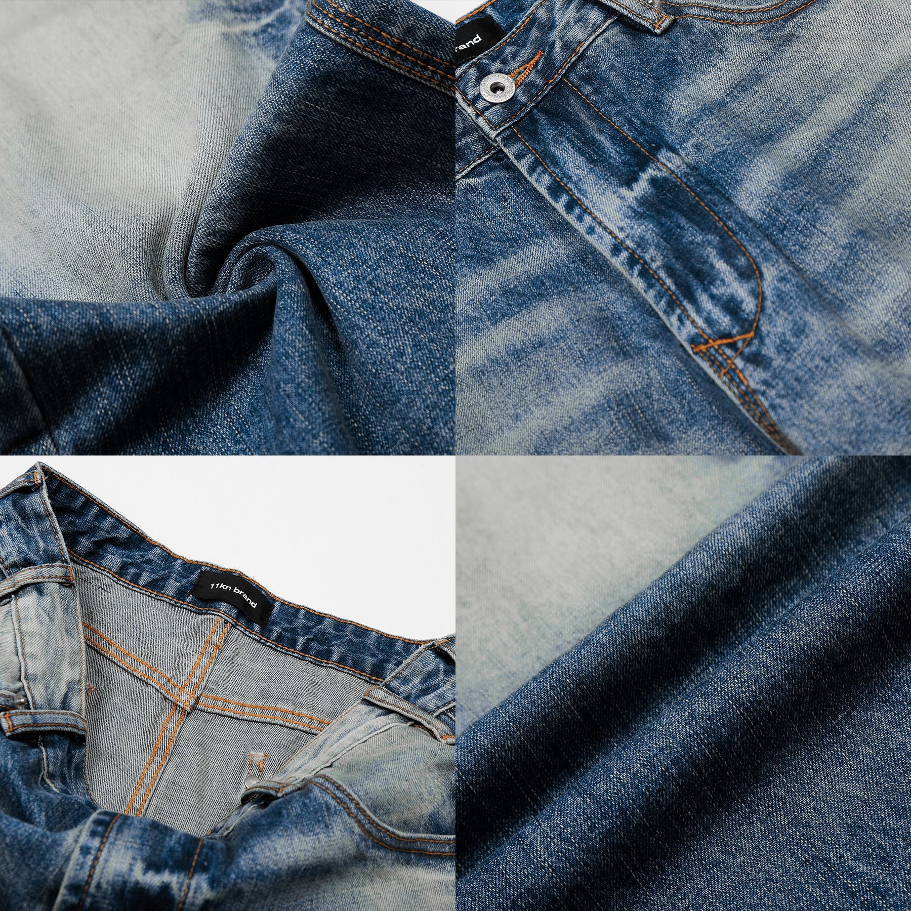 11KN Straight Wide Leg Retro Old Jeans