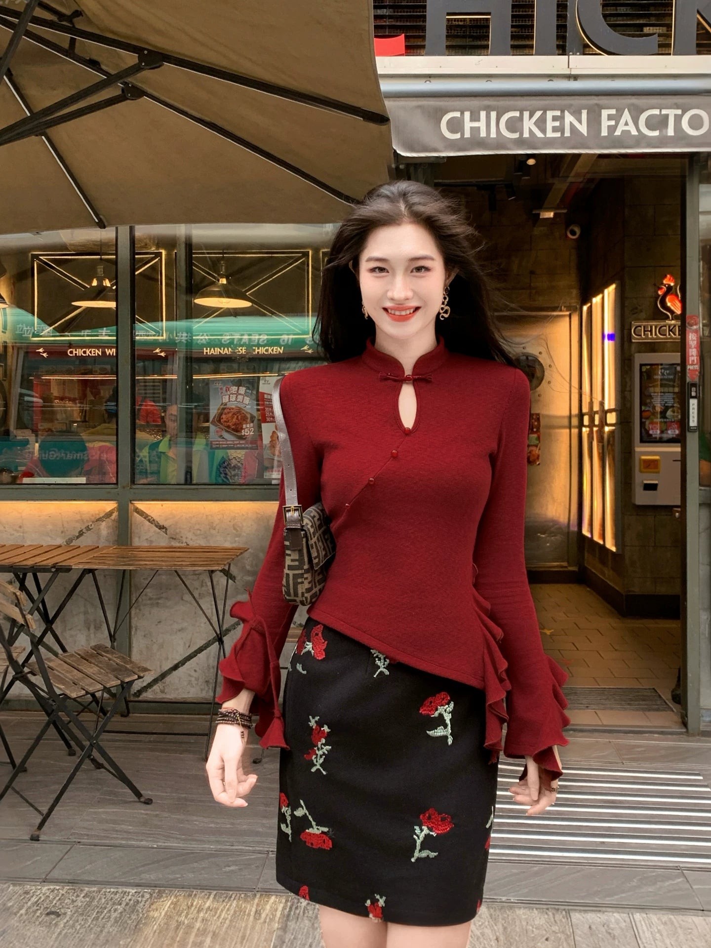 ZIHE Ruffle Edge Knitted Sweater Long Sleeve