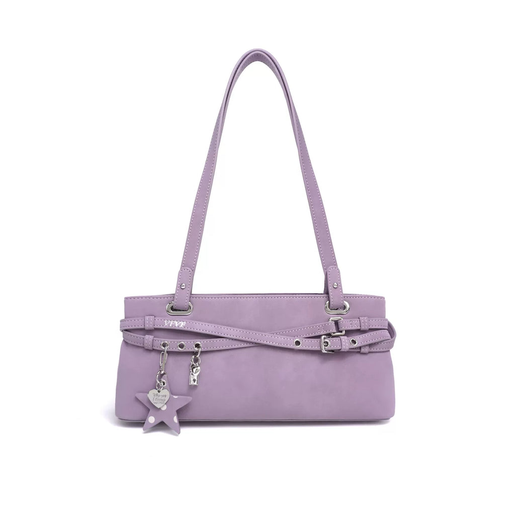 VFVF Gold Faux Leather Zip-Top Shoulder Bag