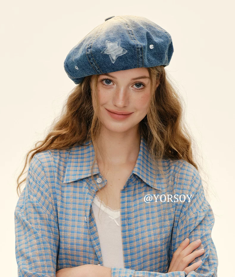 YORSOY Vintage Denim Beret