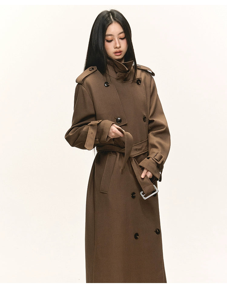 Anna Aneae Long Double-breasted Temperament Premium Coat