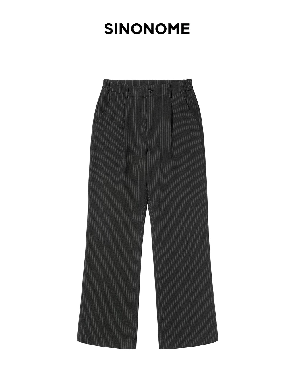 SINONOME Striped Pleated Relaxed Straight-Leg Trousers