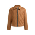 DM Tenacious Suede Boxy Cropped Long-Sleeve Jacket