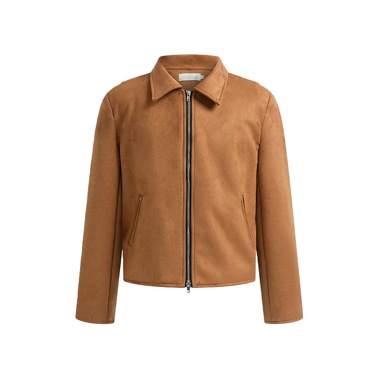 DM Tenacious Suede Boxy Cropped Long-Sleeve Jacket