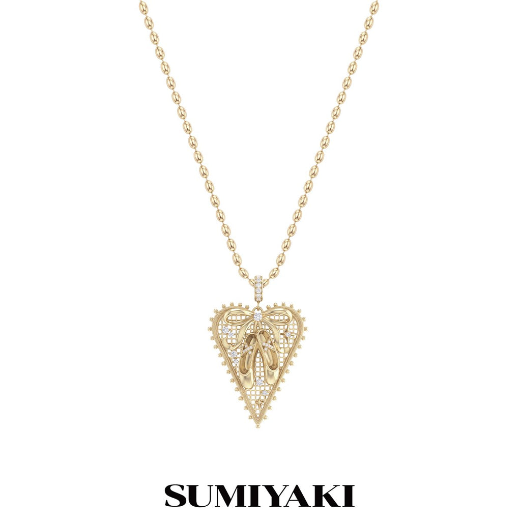 SUMIYAKI Bow Heart Pendant Necklace