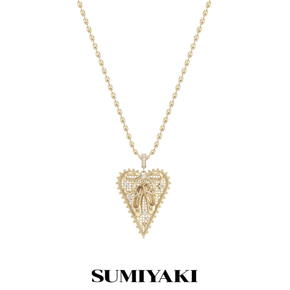 SUMIYAKI Bow Heart Pendant Necklace