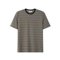 LIMPIDOCULUS Silhouette Contrasting Ribbed Crew Neck Vintage Striped TEE
