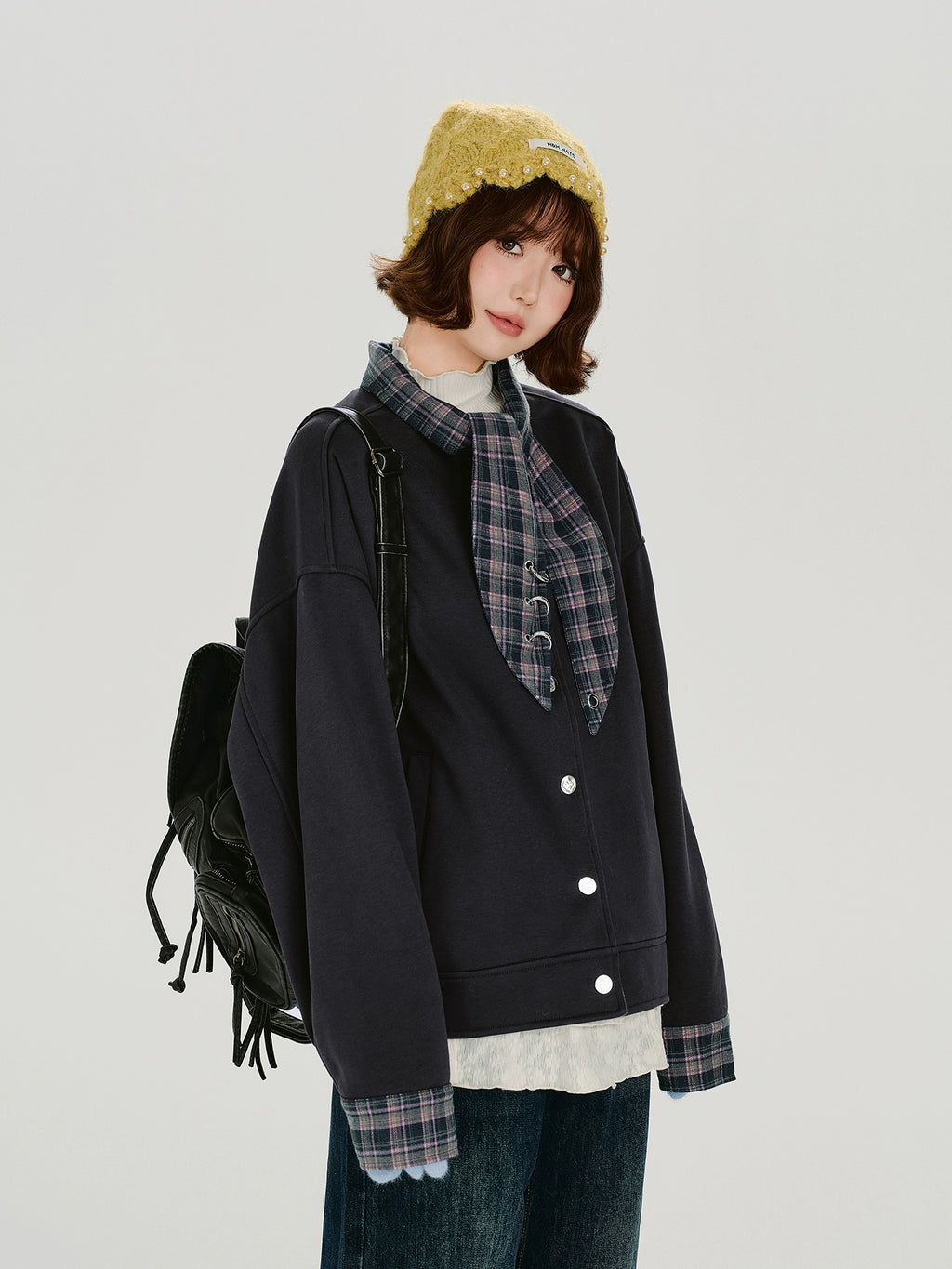 Girlyhalo Fleece Fake Two-piece Sweater