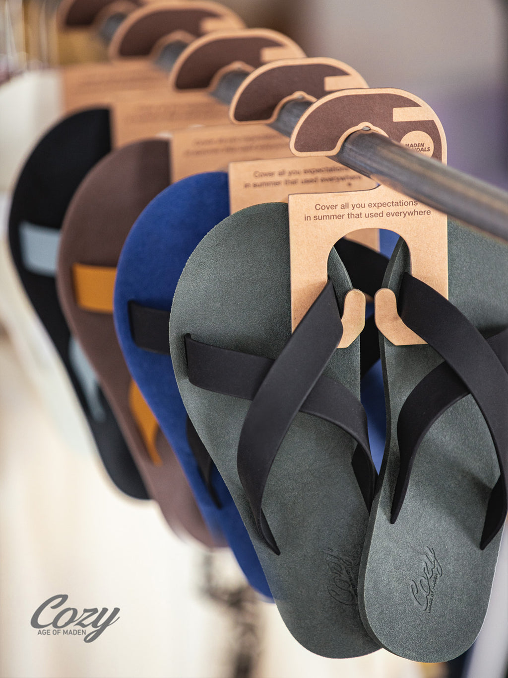 MADEN Unique Form Rubber Cross-Strap Flip-Flop