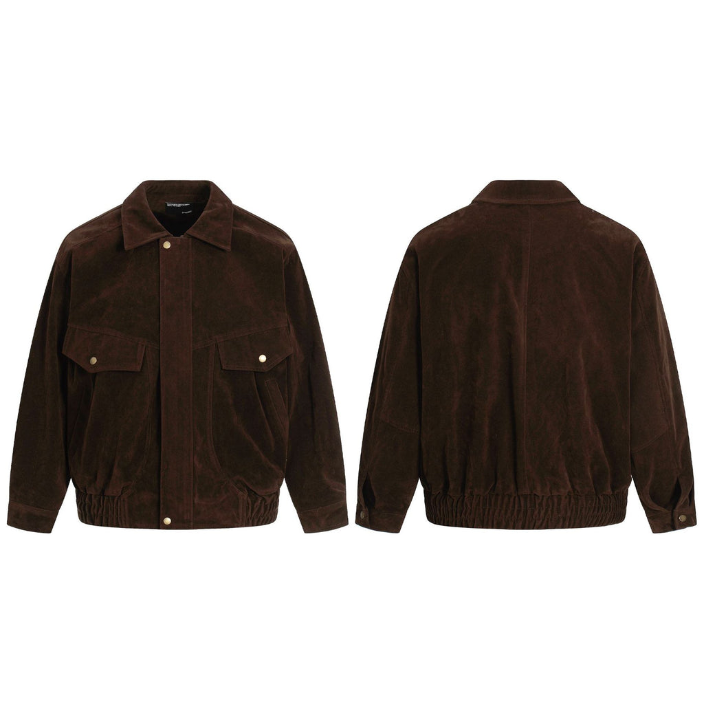11KN Maillard Loose Faux Suede Lapel Jacket